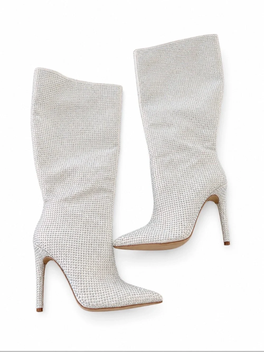 Jennifer Lopez White Crystal Over-the-Knee Stiletto Boot